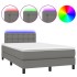 Cama box spring con colchón y LED tela gris oscuro 120x200