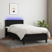 Cama box spring colchón y luces LED tela negro 100x200 cm