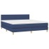 Cama box spring con colchón y LED tela azul 160x200