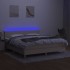 Cama box spring con colchón y LED tela crema 180x200