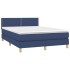 Cama box spring colchón y luces LED tela azul 140x190