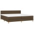 Cama box spring con colchón LED tela marrón oscuro 200x200