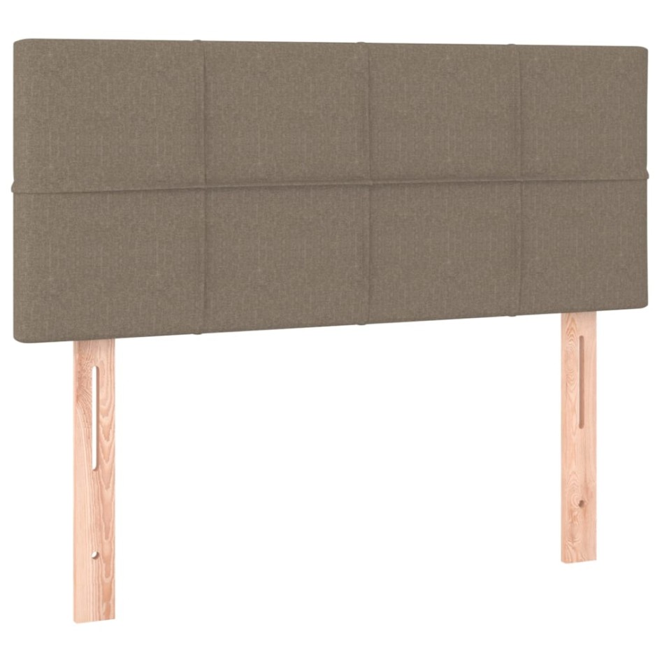 Cama box spring con colchón y LED tela gris taupe 120x200