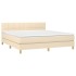 Cama box spring con colchón y LED tela crema 160x200