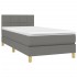 Cama box spring con colchón y LED tela gris oscuro 100x200