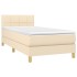 Cama box spring con colchón y LED tela crema 90x190
