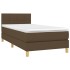 Cama box spring con colchón LED tela marrón oscuro 90x190