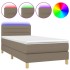 Cama box spring con colchón LED tela gris taupe 80x200