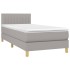 Cama box spring con colchón tela y LED gris claro 80x200