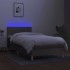 Cama box spring con colchón LED tela gris taupe 90x190