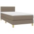 Cama box spring con colchón LED tela gris taupe 90x190
