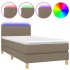 Cama box spring con colchón LED tela gris taupe 100x200