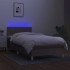 Cama box spring con colchón LED tela gris taupe 100x200