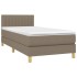 Cama box spring con colchón LED tela gris taupe 100x200