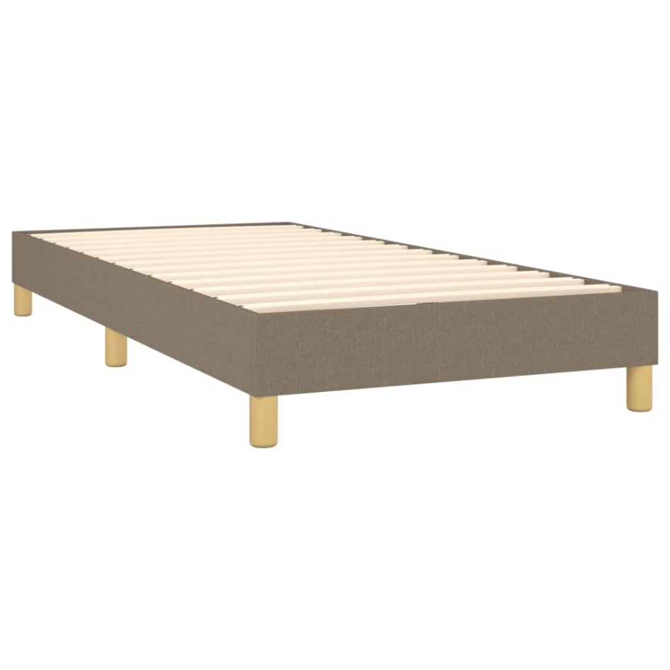 Cama box spring con colchón LED tela gris taupe 100x200