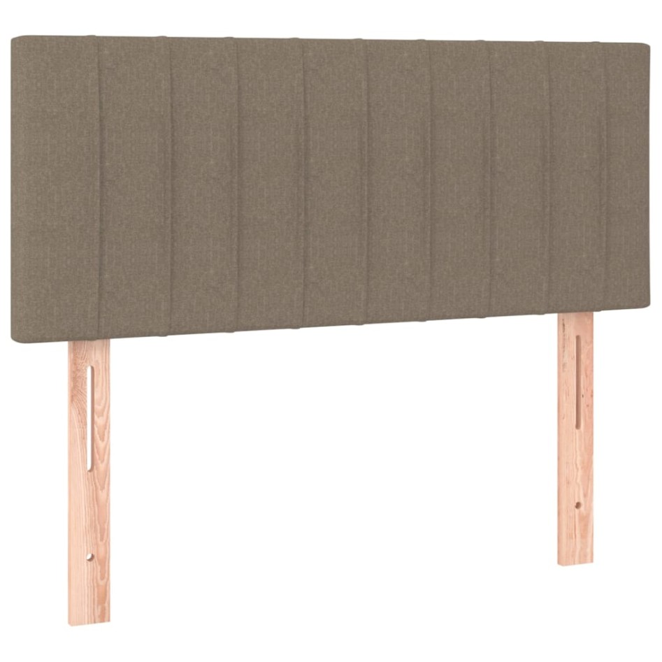Cama box spring con colchón LED tela gris taupe 100x200