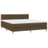 Cama box spring con colchón LED tela marrón oscuro 160x200