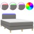 Cama box spring con colchón y LED tela gris oscuro 120x200