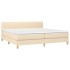 Cama box spring con colchón y LED tela crema 200x200