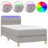 Cama box spring con colchón tela y LED gris claro 100x200