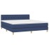 Cama box spring con colchón y LED tela azul 160x200