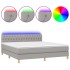 Cama box spring con colchón tela y LED gris claro 180x200