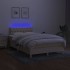Cama box spring con colchón y LED tela crema 120x200