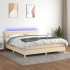 Cama box spring con colchón y LED tela crema 180x200