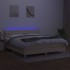 Cama box spring con colchón y LED tela crema 180x200