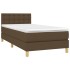 Cama box spring con colchón LED tela marrón oscuro 80x200