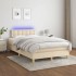 Cama box spring con colchón y LED tela crema 120x200