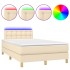 Cama box spring con colchón y LED tela crema 120x200