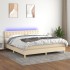 Cama box spring con colchón y LED tela crema 180x200