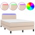 Cama box spring colchón LED cuero sintético capuchino