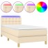 Cama box spring con colchón y LED tela crema 100x200