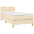 Cama box spring con colchón y LED tela crema 100x200