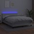 Cama box spring colchón y LED cuero sintético blanco 140x190