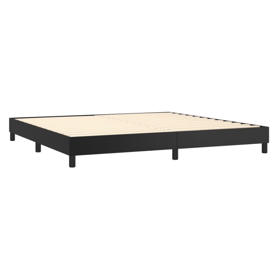 Cama box spring colchón y LED cuero sintético negro 200x200