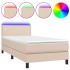 Cama box spring colchón LED cuero sintético capuchino 90x190