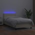 Cama box spring colchón y LED cuero sintético crema 100x200