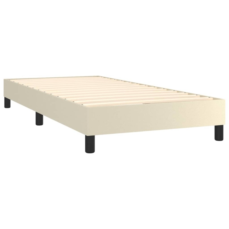 Cama box spring colchón y LED cuero sintético crema 100x200