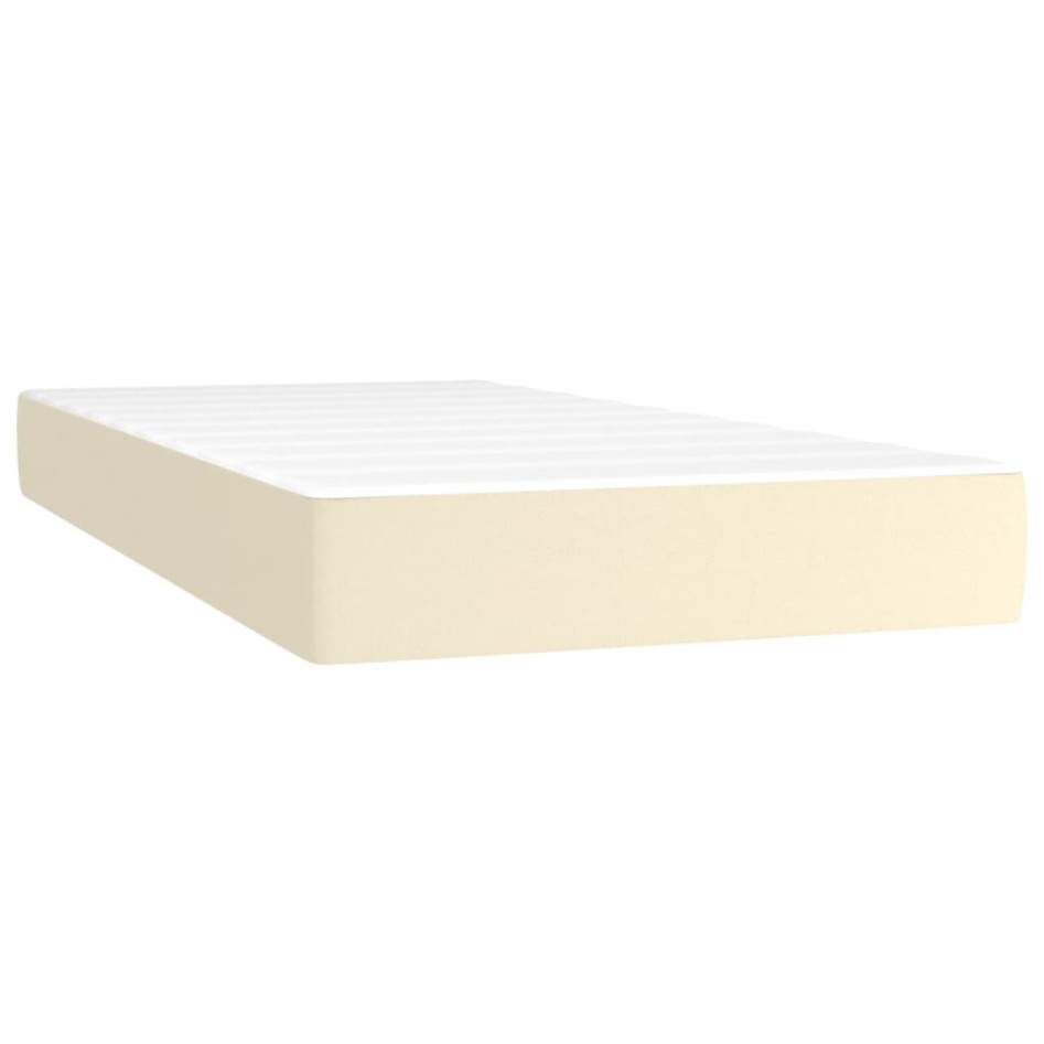 Cama box spring colchón y LED cuero sintético crema 100x200