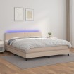 Cama box spring colchón LED cuero sintético capuchino 180x200cm