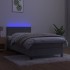 Cama box spring colchón y LED terciopelo gris claro 100x200