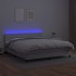Cama box spring colchón y LED cuero sintético blanco 180x200