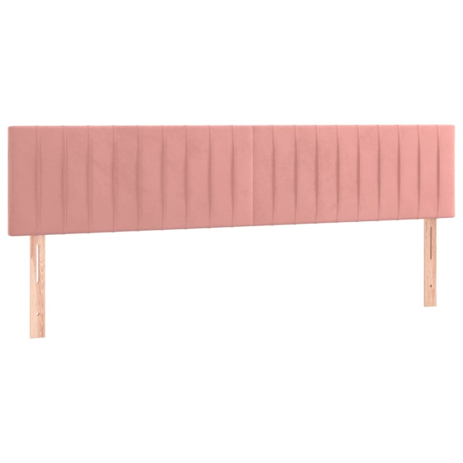 Cama box spring colchón y LED terciopelo rosa 180x200