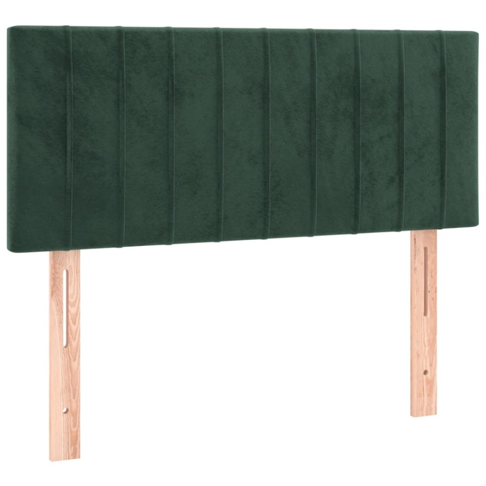 Cama box spring colchón y LED terciopelo verde oscuro 90x190