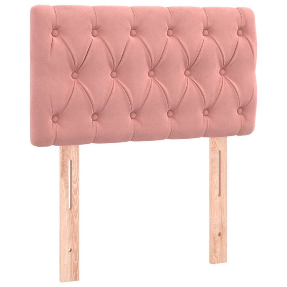 Cama box spring colchón y LED terciopelo rosa 80x200