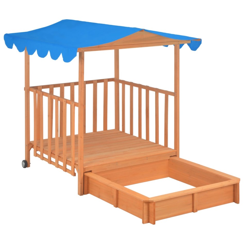 Casa de juegos para niños con arenero madera abeto azul