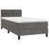 Cama box spring colchón y LED terciopelo gris oscuro 90x190